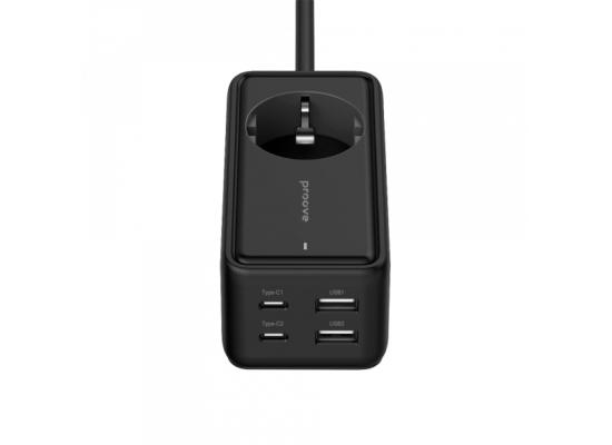 Proove PD-03 Plug Socket Power Strip With 2 Type-C + 2 USB 65W Extension Strip 1 AC Outlets EU Power Socket - Black